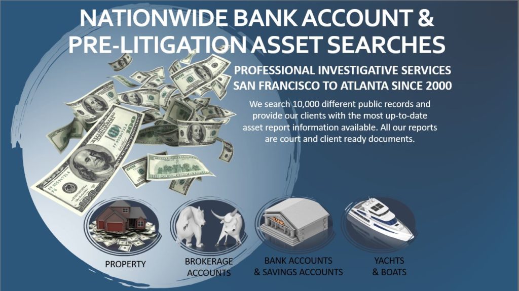 Private Investigator Stryker Investigation Services - (800) 733-1950 | NATIONWIDE BANK ACCOUNT SEARCH