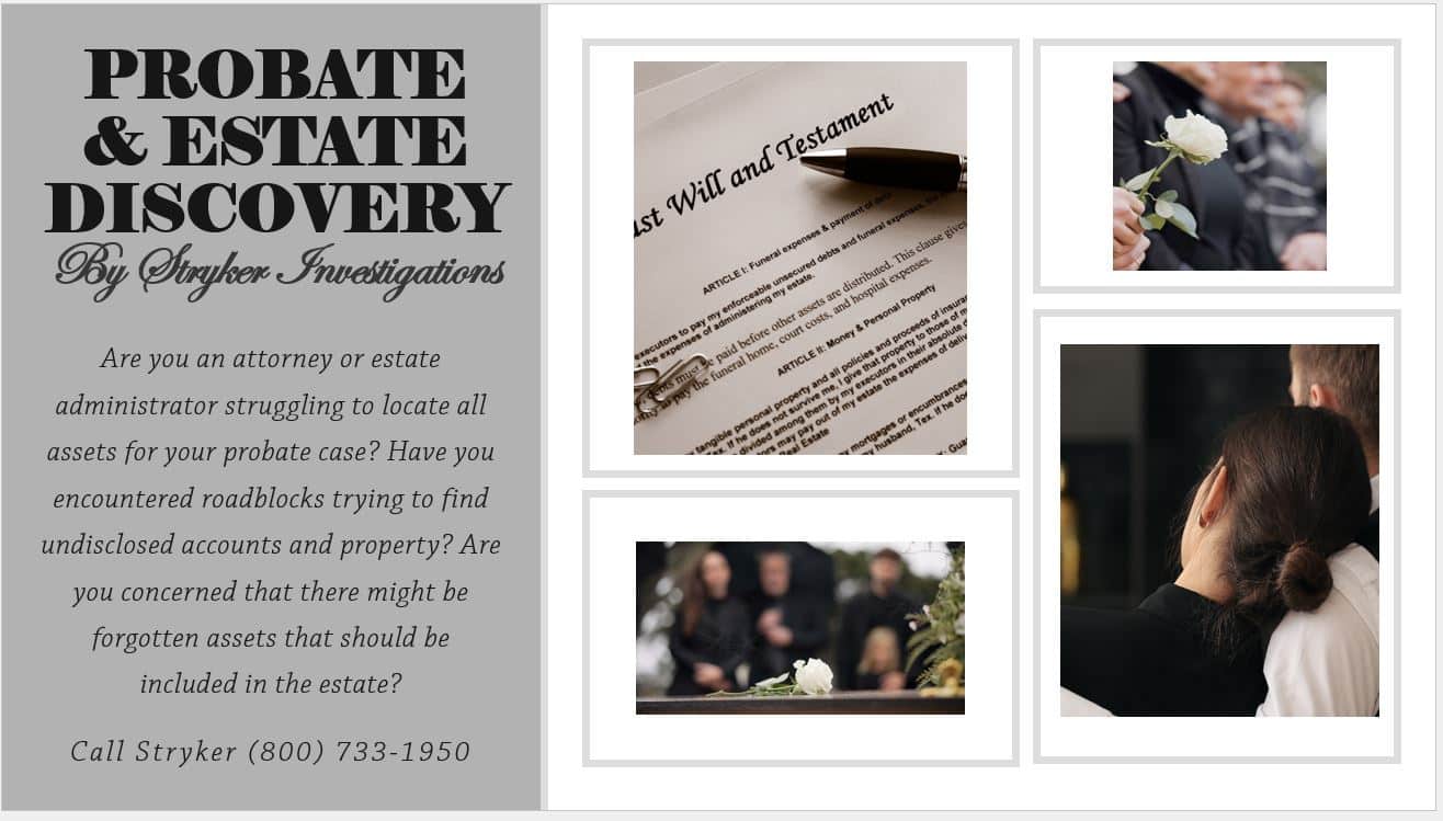 Siblings consoling each other after parent's death with Stryker Investigations handling estate discovery.