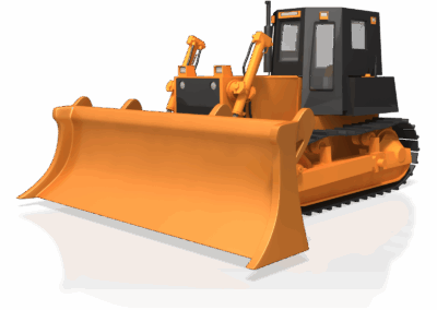 Heavy construction bulldozer representing high-value equipment tracked through business asset investigations by Stryker Investigations (800) 733-1950 The Asset Search Company!