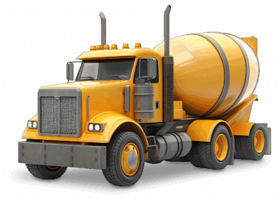 Concrete cement mixer truck identified as a valuable business asset during asset search investigations. Asset investigations by Stryker Investigations (800) 733-1950 The Asset Search Company!